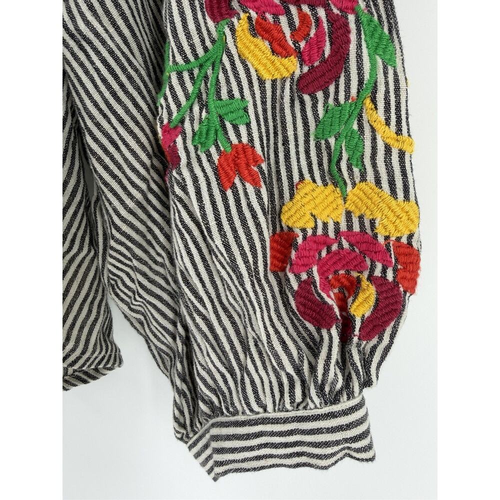 NEW Anthropologie Striped Embroidered Soleil Peasant Top by Floreat Large/Petite - Picture 4 of 9
